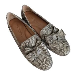 Gentle Souls Kenneth Cole Eugene Snakeskin Bow Loafers 9.5 Gray Leather